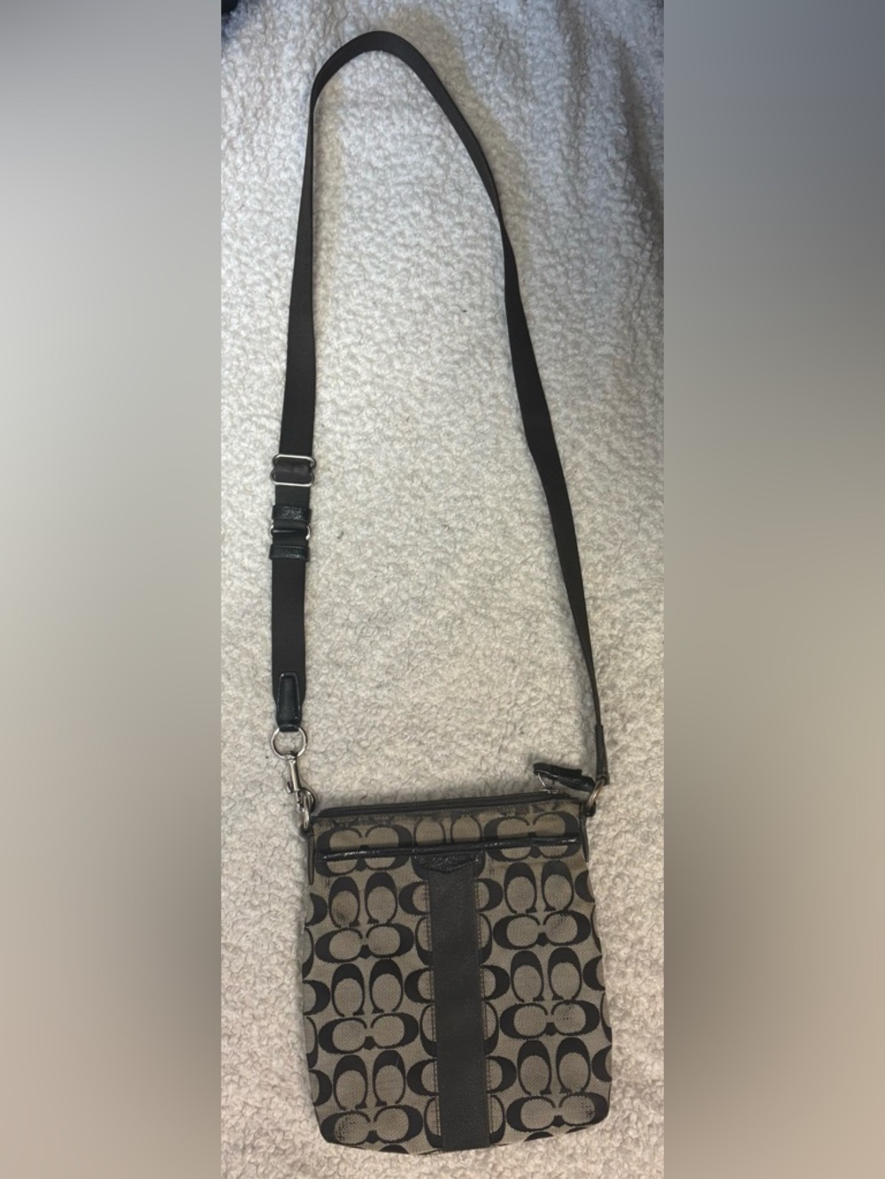 Coach Brown & Black Signature Canvas Crossbody Messenger